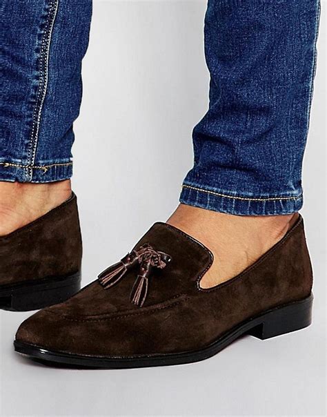 Asos Loafers In Brown Suede With Tassel Brown Loafers Men Dress Shoes Men Mens Dress Boots