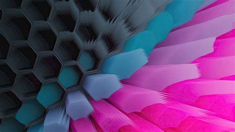 Pink Blue Hexagon 4k Hd Abstract Wallpapers Hd