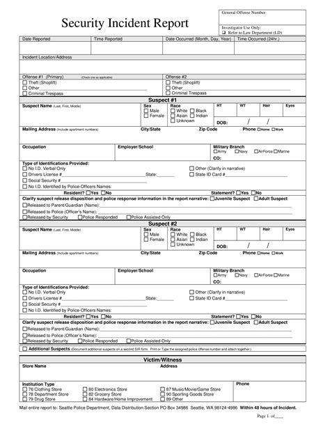 Police Incident Report Template - Printable Word Searches