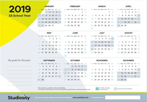 School Terms And Public Holiday Dates For Sa In 2019 Studiosity