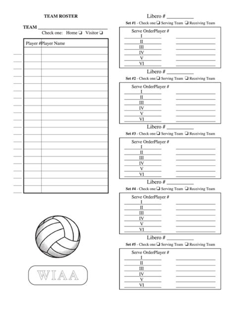 Wiaa Volleyball Team Roster Sheet Printable Pdf Download