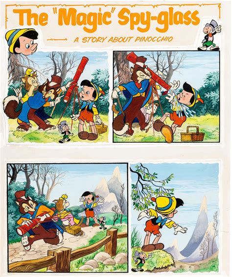 Disney Pinocchio The Magic Spy Glass Story Book Illustration Walt