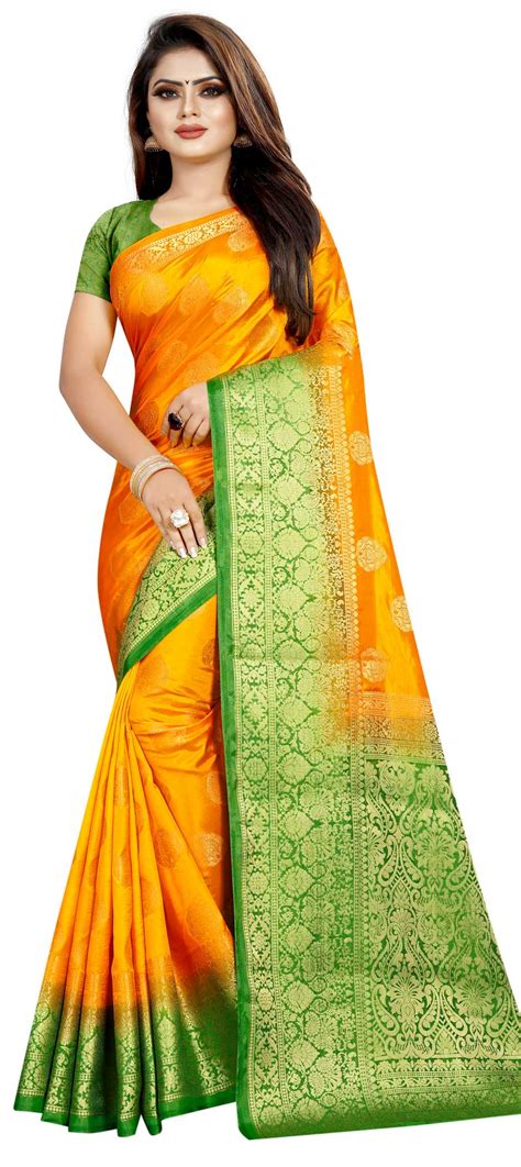 Traditional Yellow Color Banarasi Silk Silk Fabric Saree 1627384