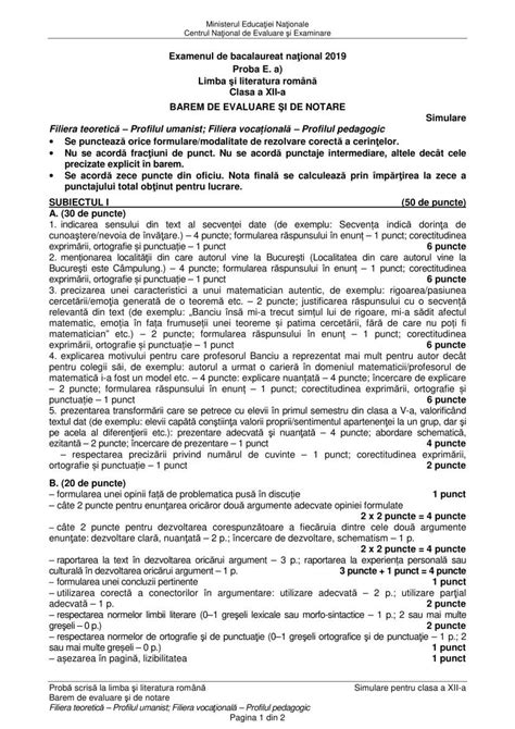 Reguli stricte pentru rezolvarea subiectelor la română. 18.03.2019 -clasa a 12-a -Simulare BAC 2019 Limba romana ...