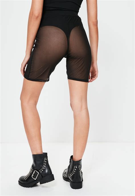 Lyst Missguided Black Mesh Cycling Shorts In Black
