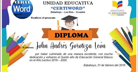 Diploma Preparatoria Editable En Word Certificados E Imprimibles En