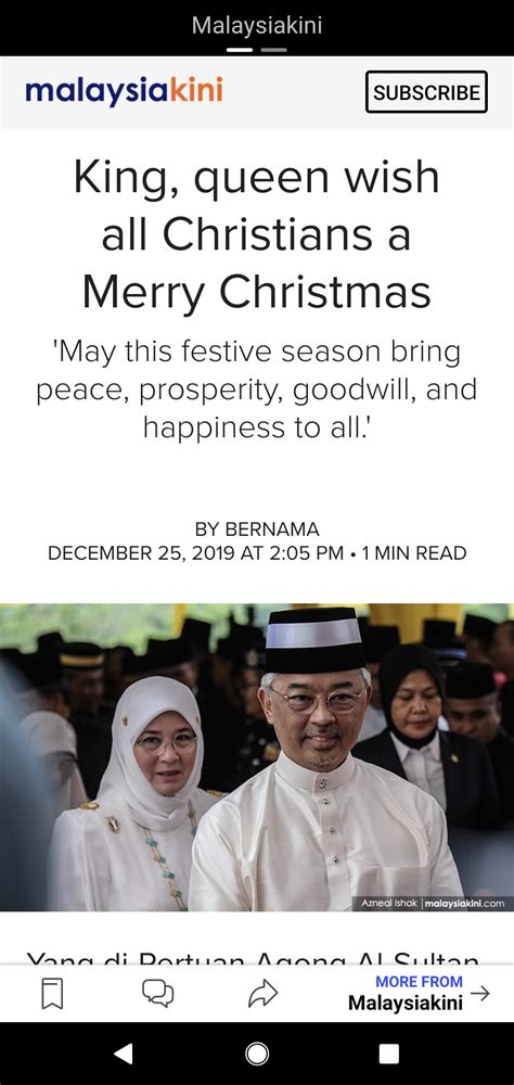 يڠ دڤرتوان اݢوڠ) is the head of state of malaysia. Sultan and Queen of Malaysia wishing his subjects a Merry ...