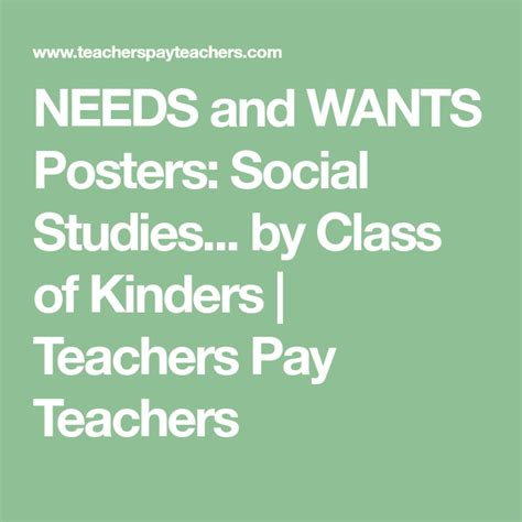 Needs And Wants Posters Social Studies By Class Of Kinders