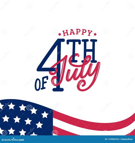 Happy Fourth Of July Text Over White Wood And American Flags Stock