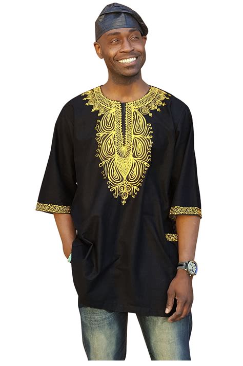 Traditional African Dashiki Shirt With Gold Embroidery Walmart