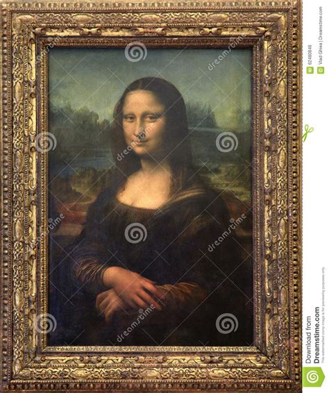 Mona Lisa Canvas At Louvre Museum In Paris Editorial Photo