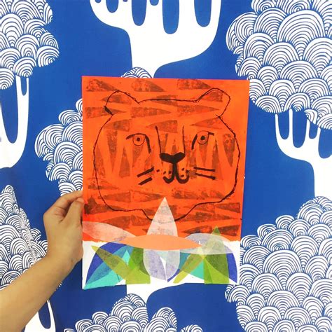 Printmaking Collage Jungle Cats — Art Camp Camping Art Cat Art Art