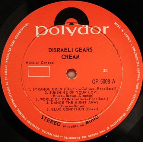 Cream ‎ Disraeli Gears Vinyl Pursuit Inc