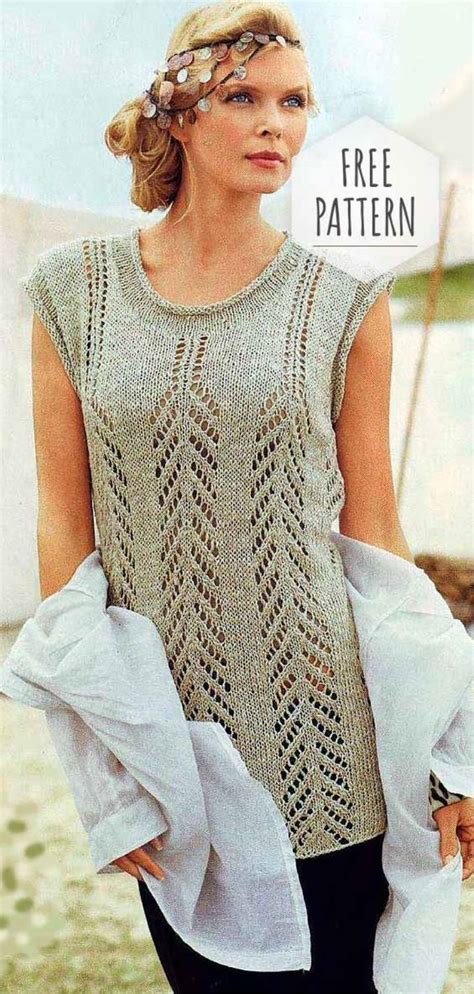 Free, online women's camisoles and sleeveless tops knitting patterns. Sleeveless Summer Sweater Free Pattern | Womens knitting ...