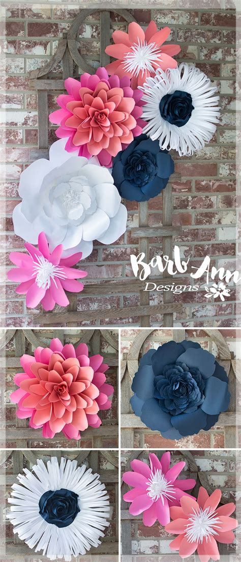 Ombre dahlia paper flower tutorial. Navy, Peach, & Pink Paper Flower Wall backdrop | Paper ...