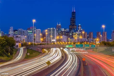 Chicago Rush Hour Traffic On The Kennedy Expressway High Res Stock