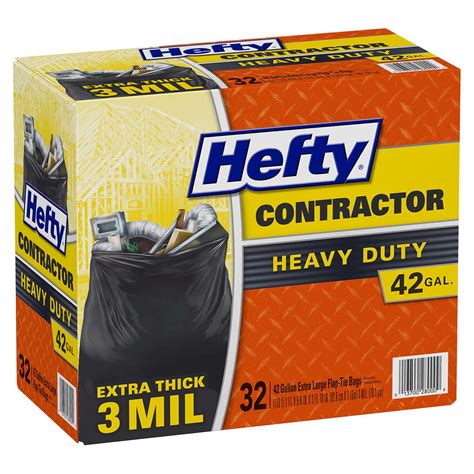 Hefty Contractor Bag 42 Gallon 32 Count Extra Thick 3 Mil Extra