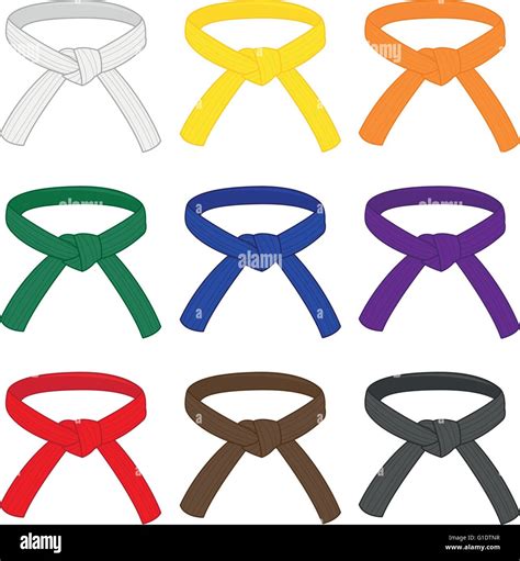 Martial Arts Belts With Different Rank Colors Karate Taekwondo Stock