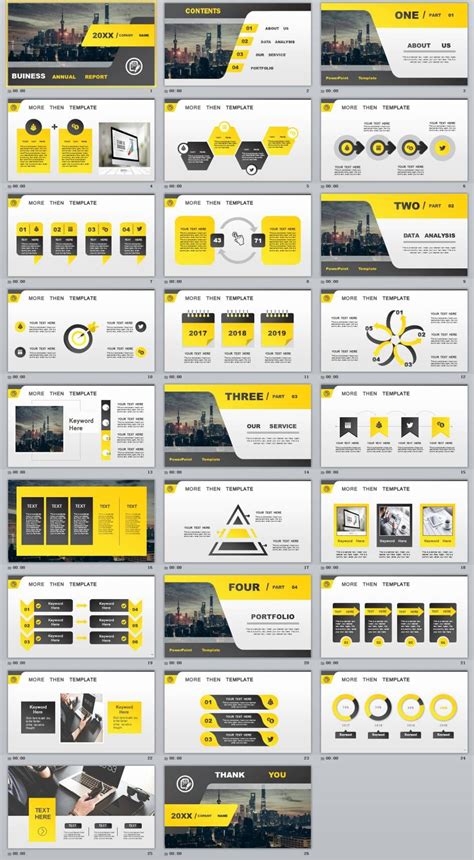 26 Yellow Business Annual Powerpoint Presentations Template