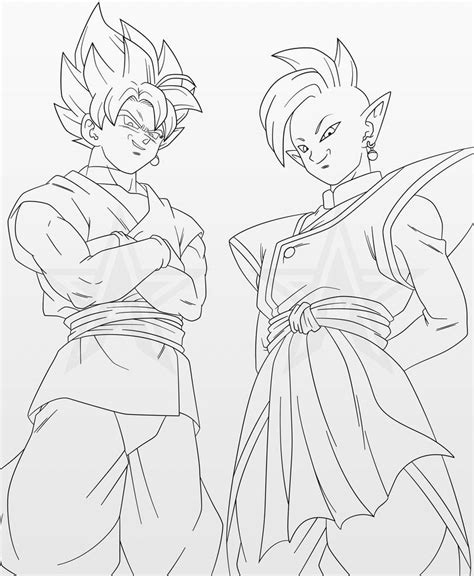 Here is the official lineart completed! Goku Black X Zamasu #1 (Line-Art) by AubreiPrince on ...