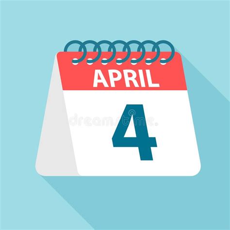 April 4 Calendar Icon Vector Illustration Of One Day Of Month