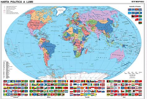 Cea mai mare parte a precipitatiilor cade iarna. Harta de perete Lumea politica/Lumea Fizico-geografica 160 ...