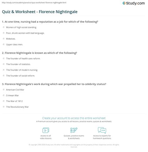 Florence Nightingale Readworks Answers Pdf Quiz Worksheet Florence