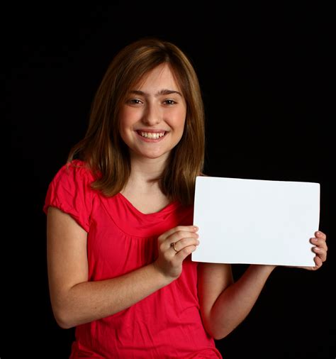 Free Photo A Cute Young Girl Holding A Blank Sign Beautiful Blank