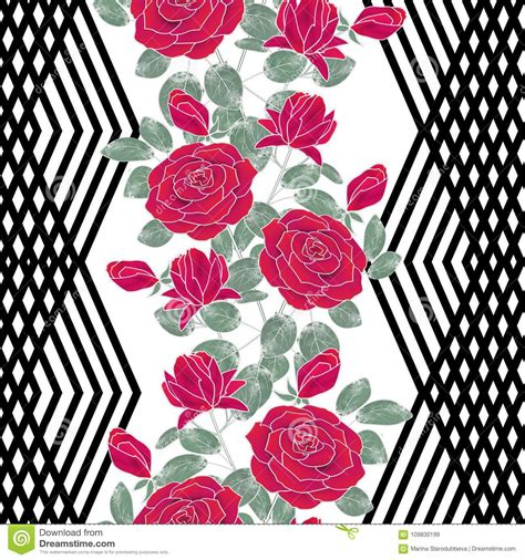 All free download vector graphic image from category background designs. Seamless Floral Pattern. Red Roses On Black And White ...