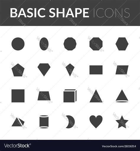 Set Basic Shape Icons Solid Color Shape Royalty Free Vector