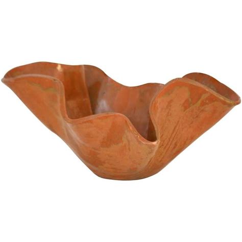 mid century sculptural hand thrown ceramic handkerchief bowl decorative objects decorative