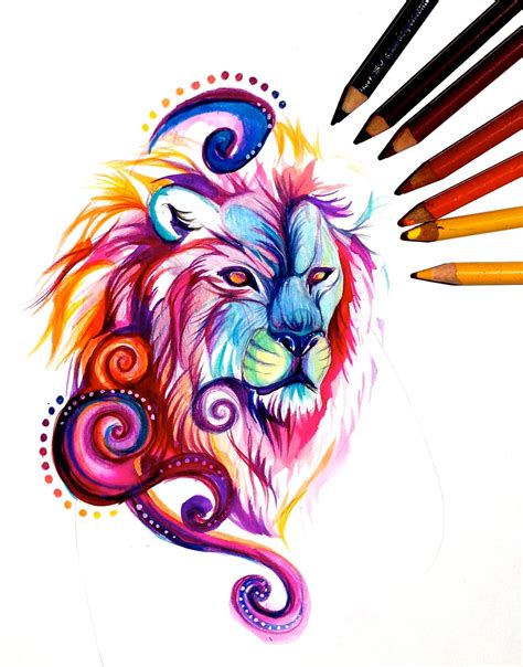 Colorful Lion Tattoo Design Lion Drawing Colorful Lion Colorful