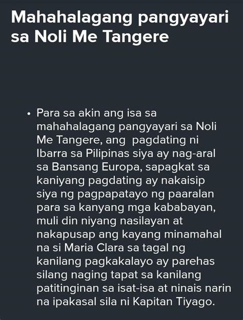 Ano Ang Mahalagang Pangyayari Sa Nobelang Noli Me Tangere Brainlyph