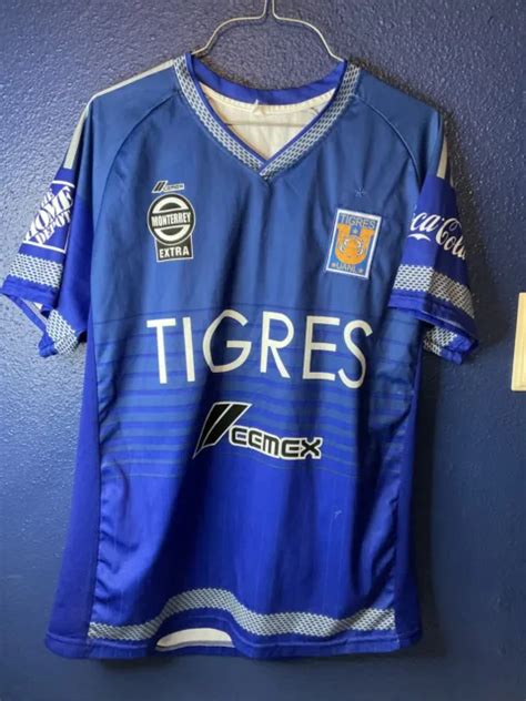 Tigres Uanl Away Football Shirt Blue Futbol Soccer Jersey Size L Blank