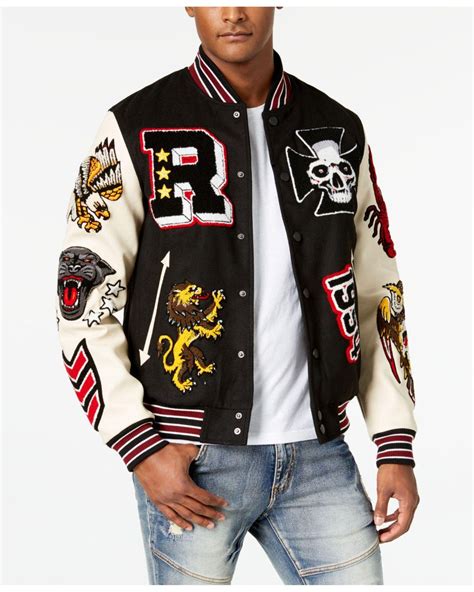 Reason Street Veteran Varsity Jacket In Black For Men Lyst