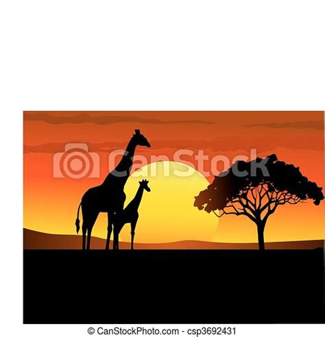 Safari Africa Sunset Canstock