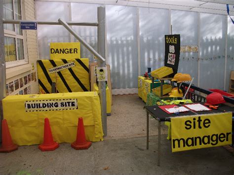See more ideas about display, window display, display design. Construction Site role-play area classroom display photo ...