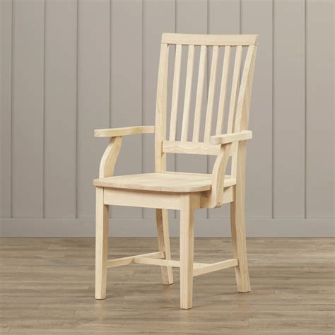 Loon Peak Pleasanton Solid Wood Slat Back Arm Chair In Unfinished
