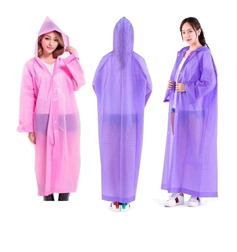 5 Pcs 100 Pe Disposable Adult Waterproof Rain Coat B002