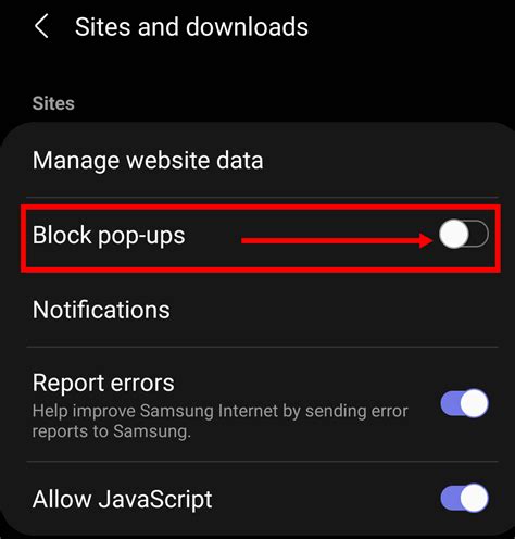 How To Allow Or Disable Pop Up Blockers In Samsung Internet