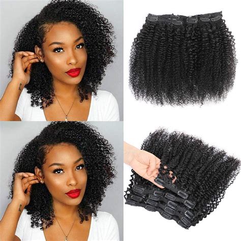 kinky curly clip in hair extensions for black women human hair urbeauty 14 inch