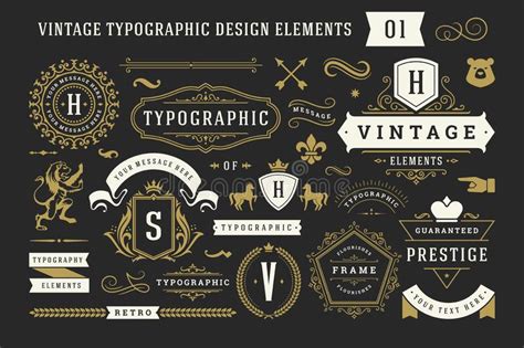Vintage Typographic Elements Stock Illustrations 27317 Vintage