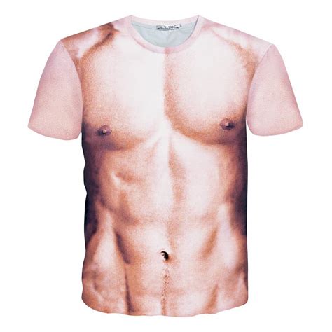 Summer New Mens Funny 3d Muscle T Shirt Tops Naked