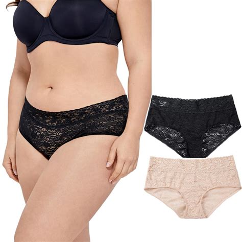 2 Pack Low Rise Sheer Lace Breathable Panties Hipster Plus Size Bras Hot