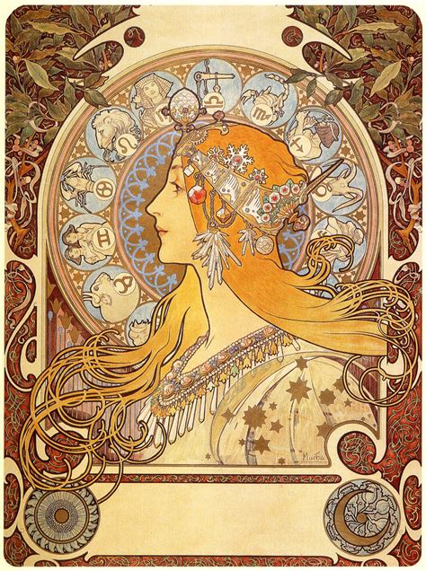 Zodiac By Alphonse Mucha Famous Art Handmade Oil Painting On Canvas