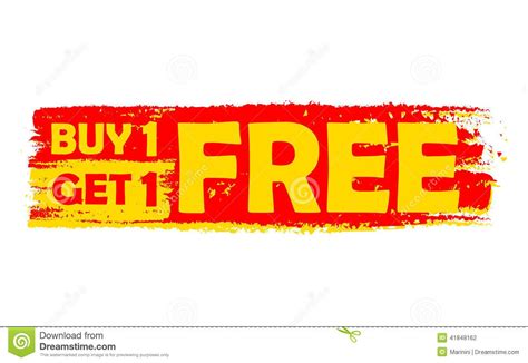 Buy One Get One Free Yellow And Red Drawn Label Stock Illustration
