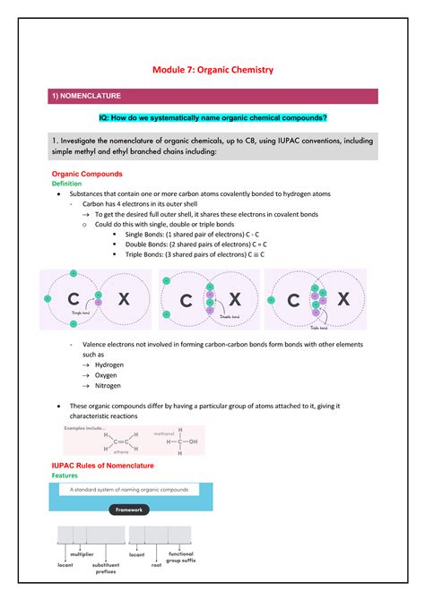 Module 7 Organic Chemistry Summary Notes Module 7 Organic