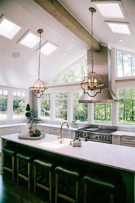 Gorgeous Kitchen Features A Vaulted Ceiling Accented With Beadboard
