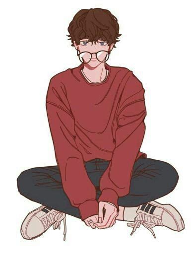 Anime Male Glasses Blue Eyes Large Sweater Cute