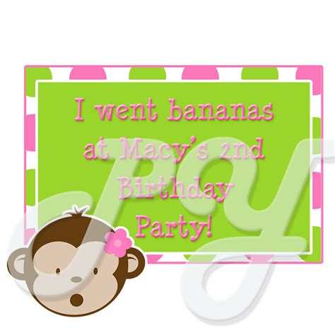 Pink Mod Monkey Personalized Party Favor